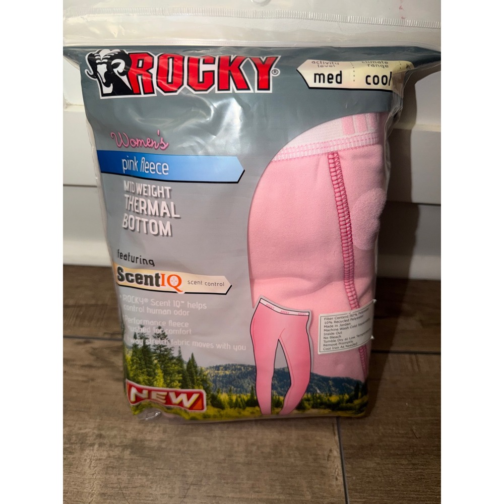 Rocky Womens Pink Fleece Mid Weight Thermal Bottom ScentIQ Base Layer Large NEW